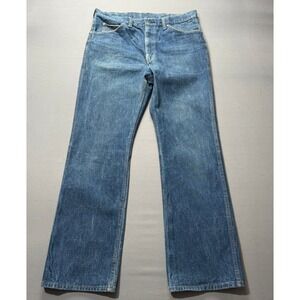Wrangler Rustler Mens 36x32 Blue Denim Jeans Bootcut‎ Classic Fit Made USA